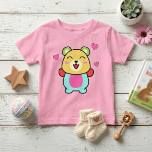 Glücklicher, Baby Teddy Bär mit Liebe Herz. T-shirt