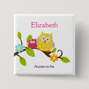 Glücklicher Baum-Eulen-Knopf Button