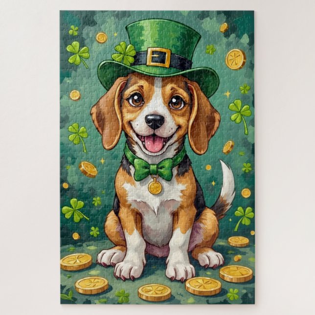 Glücklicher Beagle zum St. Patrick’s Day (Vertikal)