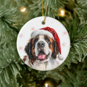 Glücklicher Bernhardiner-Hund Weihnachten Personal Keramik Ornament