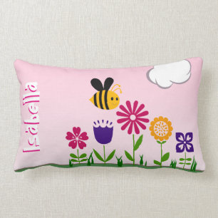 Glücklicher Bienen-Blumen-Garten personalisiert Lendenkissen