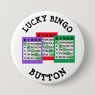 Glücklicher BINGO Knopf mit Bingokarten Button