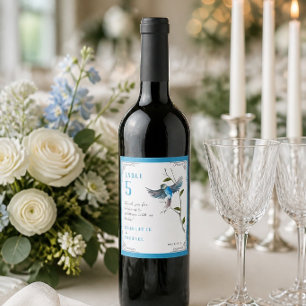 Glücklicher Blaue Vogel Tischnummer Wein Etikett