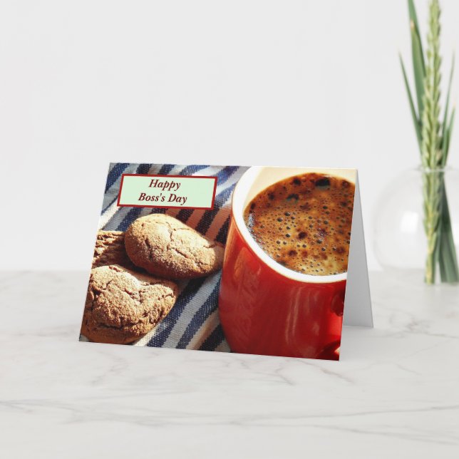 Glücklicher Boss-Tag mit Kaffee und Keksen Karte (Vorderseite)
