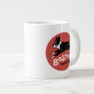 Glücklicher Boston Terrier läuft Süßer Cartoon-H Jumbo-Tasse