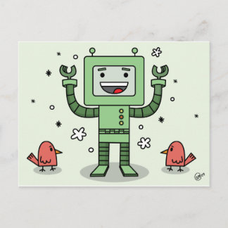 Glücklicher Bot und Freunde - Postkarte