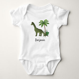 Glücklicher Brachiosaurus-Dinosaurier mit individu Baby Strampler