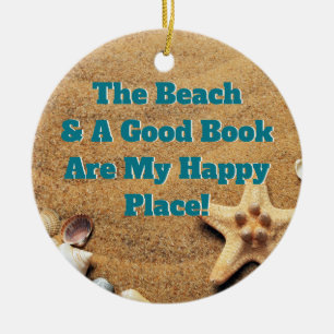 Glücklicher Buch-Lesestrand-BücherwurmBibliophil Keramik Ornament
