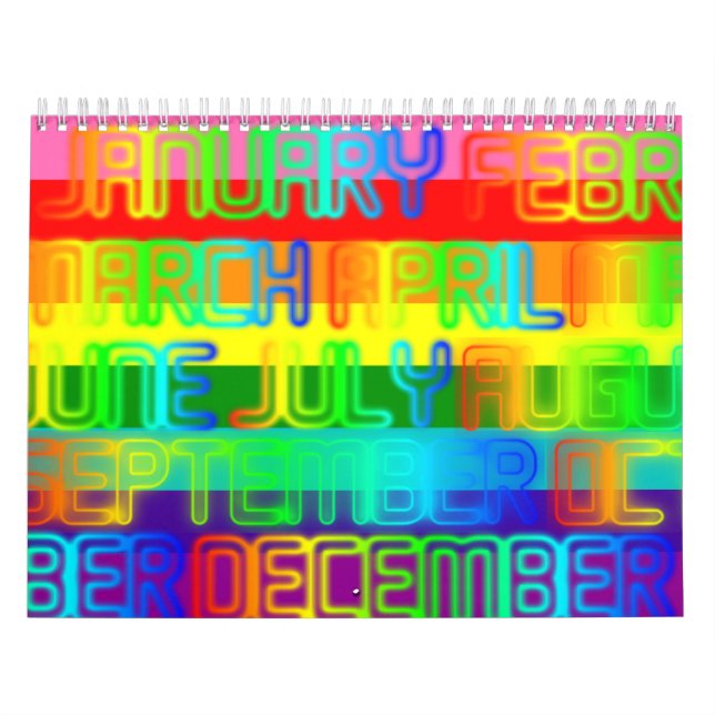 Glücklicher bunter Regenbogen färbt Typografie Kalender (Titelbild)