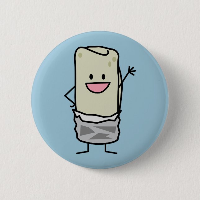Glücklicher Burrito-wellenartig bewegendes hallo Button (Vorderseite)