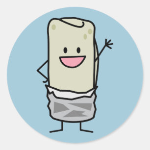 Glücklicher Burrito-wellenartig bewegendes hallo Runder Aufkleber