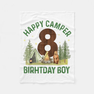 Glücklicher Camper 8 Wald Camping Jungen 8. Geburt Fleecedecke