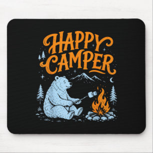 Glücklicher Camper-Bär röstet Marshmallows-Design Mousepad