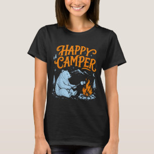 Glücklicher Camper-Bär röstet Marshmallows-Design T-Shirt