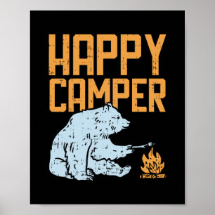 Glücklicher Camper Bär Urlaub Wandern Lager Lagerf Poster