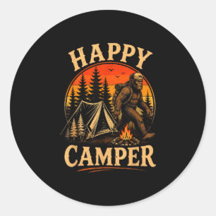 Glücklicher Camper Bigfoot Sasquatch Outdoor-Abent Runder Aufkleber
