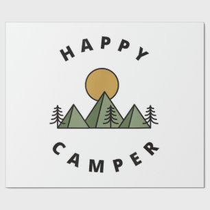 Glücklicher Camper Camping Camp Wald Berge Minimal Geschenkpapier