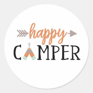 Glücklicher Camper, Camping Runder Aufkleber