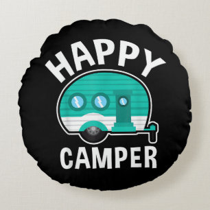 Glücklicher Camper Campingwagen Wohnwagen Lustiger Rundes Kissen