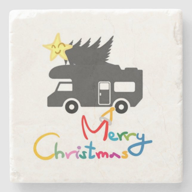 **GLÜCKLICHER CAMPER CHRISTMAS** UNTERSETZER (Vorderseite)