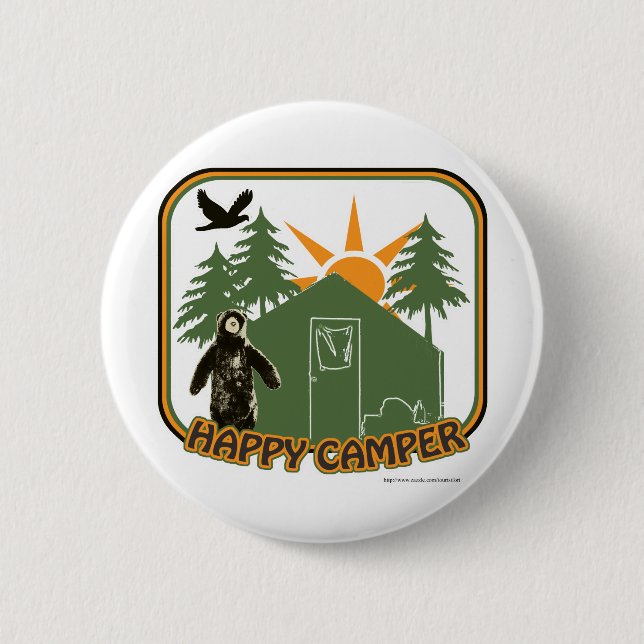 Glücklicher Camper Klassiker Button (Vorderseite)