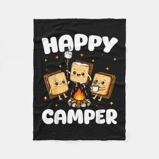 Glücklicher Camper Marshmallow Lustiges Camping Mä Fleecedecke (Vorderseite)