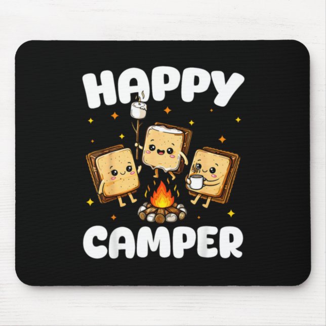 Glücklicher Camper Marshmallow Lustiges Camping Mä Mousepad (Vorne)