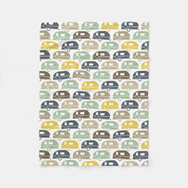 glücklicher Camper| Moderne Camper Blanket Retro B Fleecedecke (Vorderseite)
