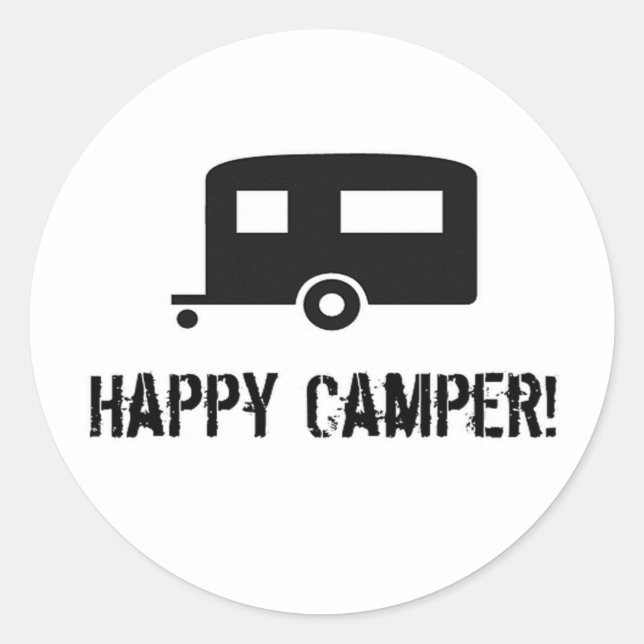 Glücklicher Camper! Runder Aufkleber (Vorderseite)