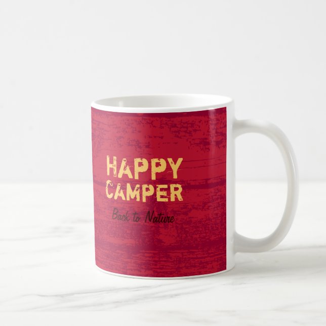 Glücklicher Camper Rustikaler Maßgeschneiderter Ca Kaffeetasse (Rechts)