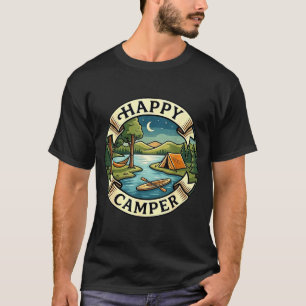 Glücklicher Camper sucht Abenteuer Camping Lagerfe T-Shirt