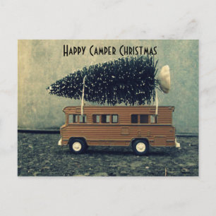 Glücklicher Camper Weihnachts-Flaschenbürstenbaum Feiertagspostkarte