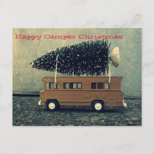 Glücklicher Camper-Weihnachtsbaum Feiertagspostkarte