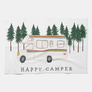 GLÜCKLICHER CAMPER whimsical Motorhome RVing Wald Geschirrtuch