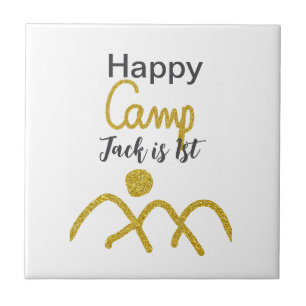 Glücklicher Camping-Camper ein Geburtstag Kinder g Fliese