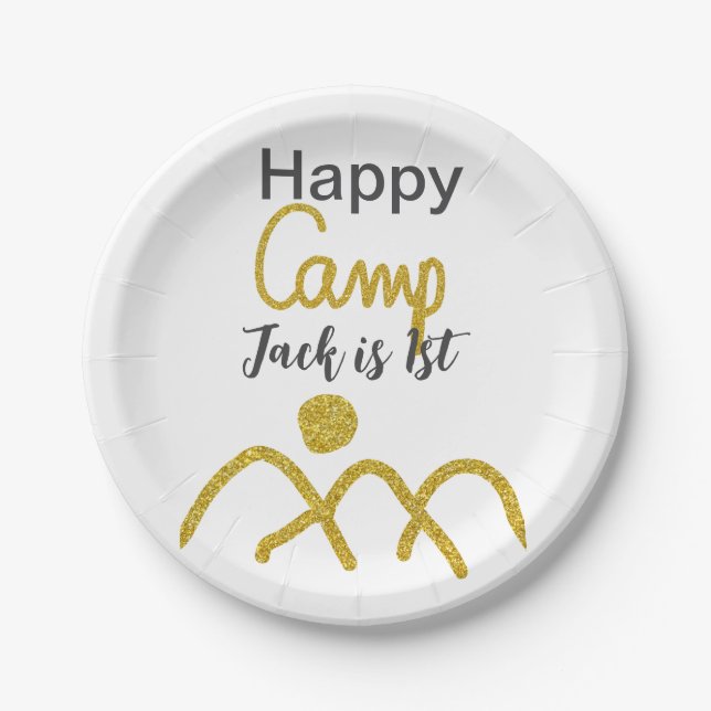 Glücklicher Camping-Camper ein Geburtstag Kinder g Pappteller (Vorderseite)