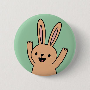 Glücklicher Cartoon-Hasen-Hase Button