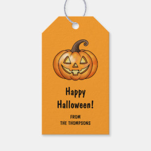 Glücklicher Cartoon-Kürbis Orange Halloween Geschenkanhänger