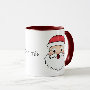 Glücklicher Cartoon-Weihnachtsmann-Kopf mit indivi Tasse