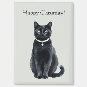 Glücklicher Caturday Schwarze Katze Magnet