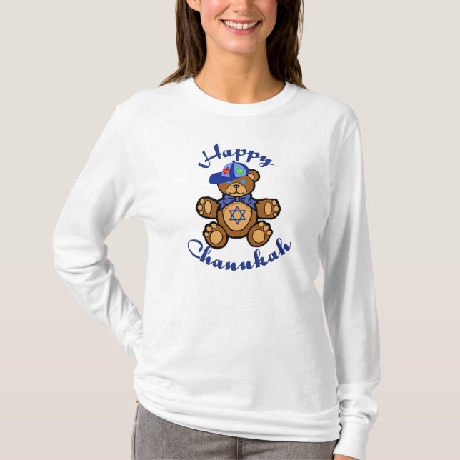Glücklicher Chanukah Teddybär T-Shirt (Vorderseite)