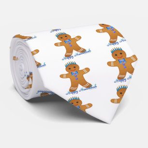 Glücklicher Chanukka-Gingerbread-Mann-Menora Krawatte