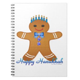 Glücklicher Chanukka-Gingerbread-Mann-Menora Notizblock
