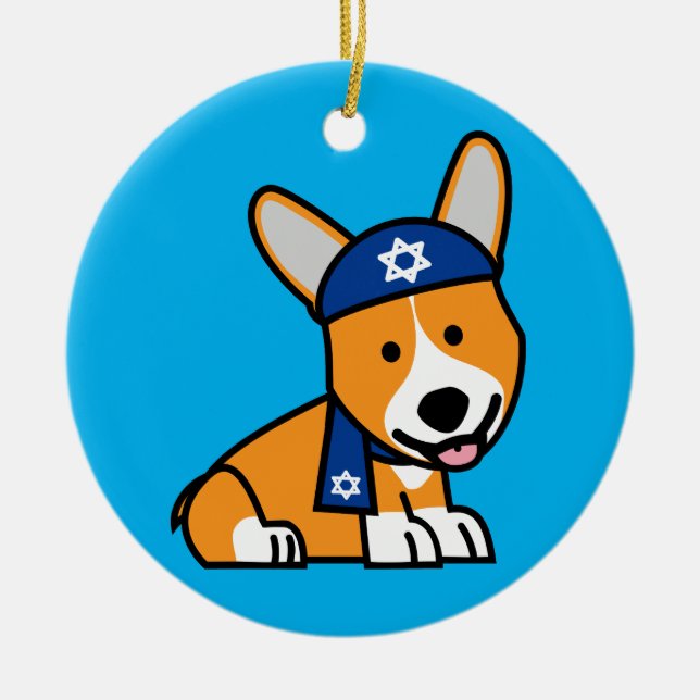 Glücklicher Chanukka jüdischer Keramik Ornament (Vorne)