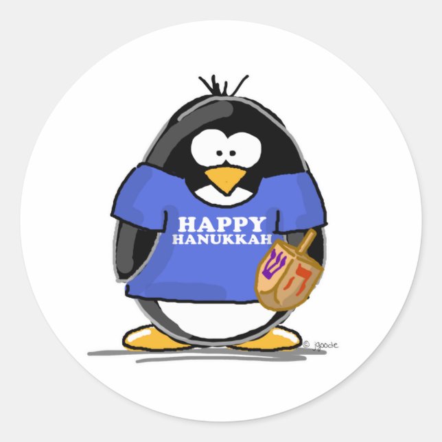 Glücklicher Chanukka-Pinguin Runder Aufkleber (Vorderseite)
