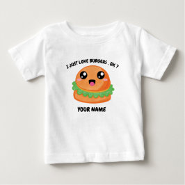 Glücklicher Cheeseburger mit individuellem Namen Baby T-shirt