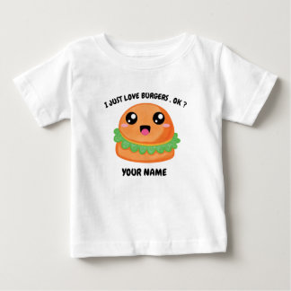 Glücklicher Cheeseburger mit individuellem Namen Baby T-shirt