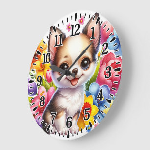 Glücklicher Chihuahua Große Wanduhr