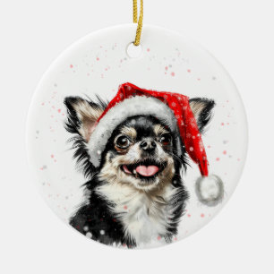 Glücklicher Chihuahua-Hund Weihnachten Personalisi Keramik Ornament