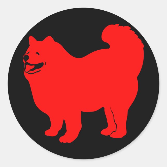 Glücklicher Chow-Chow (rot) Runder Aufkleber (Vorderseite)